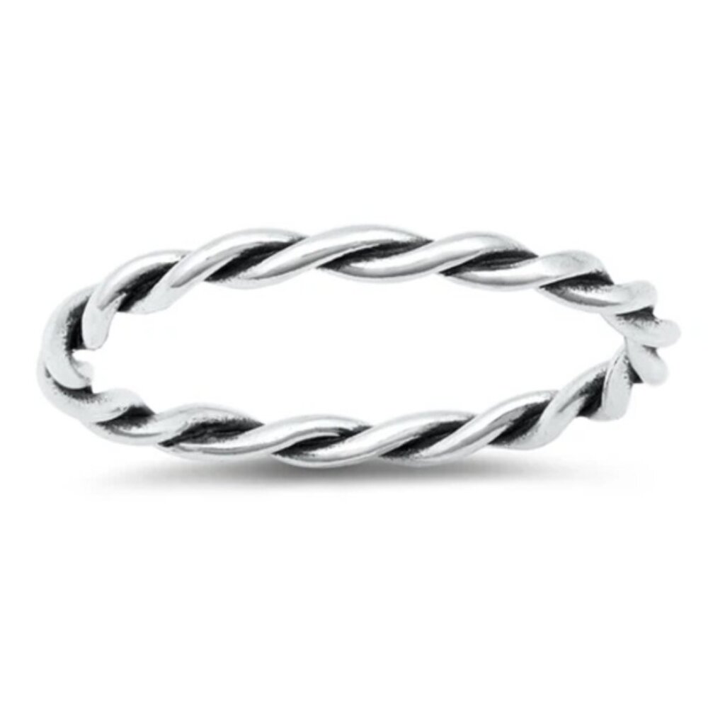 Sterling Silver Ring  Twisted Rope Band Size 7.5